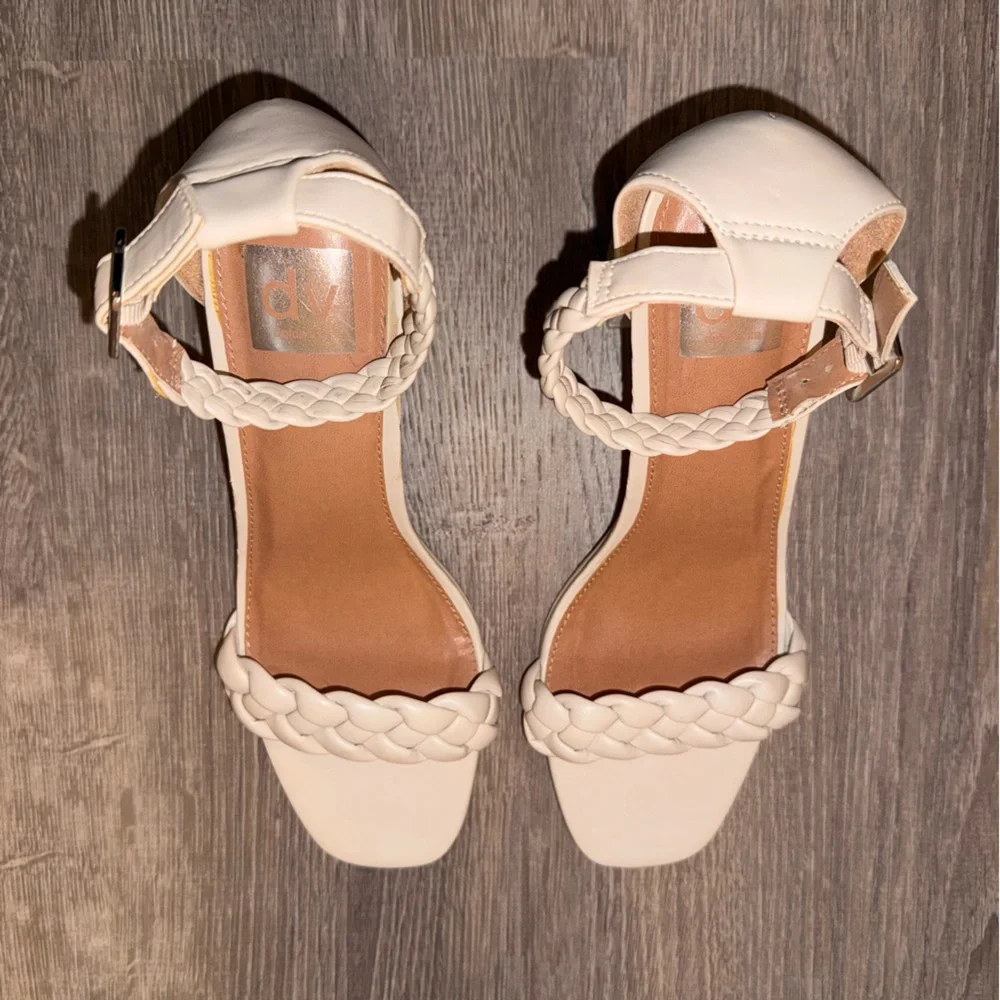 DV by Dolce Vita ivory Hassa braided ankle strap sandals heels 10